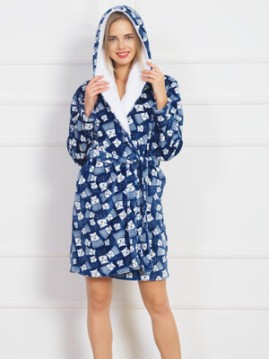 Купить Плюшевий жіночий халат з капюшоном VIENETTA 8061194031 в Украина