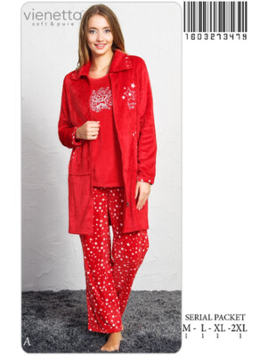 Домашній жіночий костюм трійка з халатом VIENETTA 1603273479