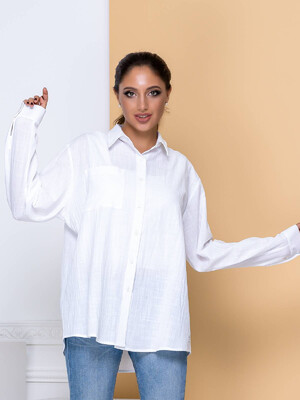 Купить Льняная женская рубашка с длинным рукавом LINGERIE 170452 в Украина в Lingerie.ua - Одяг для дому та відпочинку, Фото 8