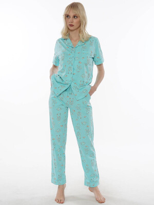 Купить Хлопковая классическая пижама с коротким рукавом VIENETTA 0122110409 в Украина в Lingerie.ua - Одяг для дому та відпочинку, Фото 1