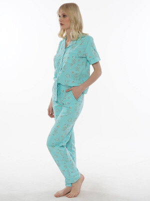 Купить Хлопковая классическая пижама с коротким рукавом VIENETTA 0122110409 в Украина в Lingerie.ua - Одяг для дому та відпочинку, Фото 4