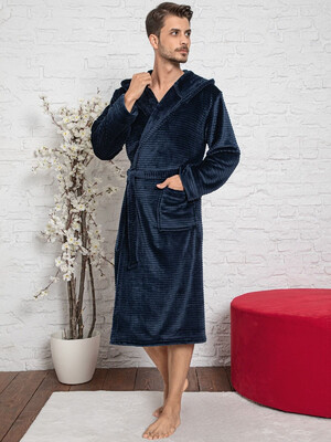 Теплий чоловічий халат із капюшоном COCOON E14-5508