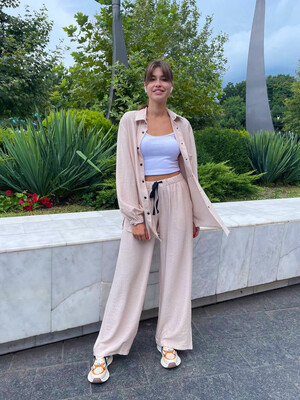 Льняной костюм из рубашки и брюк LINGERIE 170655