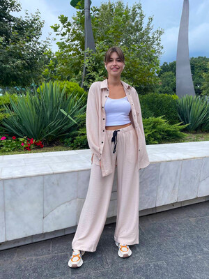 Купить Льняной костюм из рубашки и брюк LINGERIE 170655 в Украина в Lingerie.ua - Одяг для дому та відпочинку, Фото 2