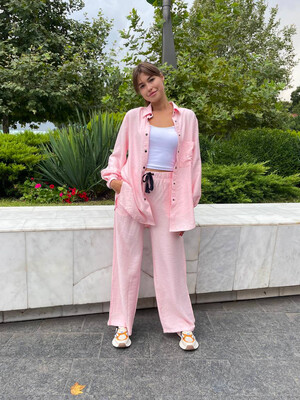 Купить Льняной костюм из рубашки и брюк LINGERIE 170655 в Украина в Lingerie.ua - Одяг для дому та відпочинку, Фото 3