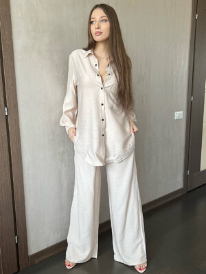 Купить Льняной костюм из рубашки и брюк LINGERIE 170655 в Украина в Lingerie.ua - Одяг для дому та відпочинку, Фото 8