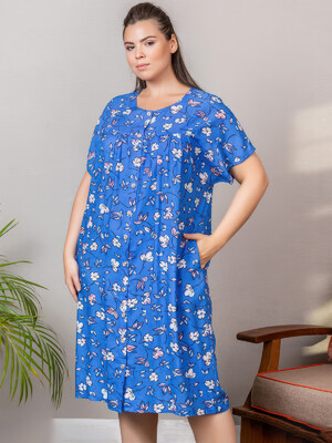 Купить Штапельний халат великого розміру на ґудзиках COCOON J4-4088 в Украина