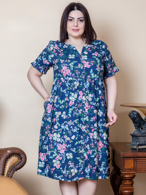 Штапельный халат большого размера COCOON J4-4154