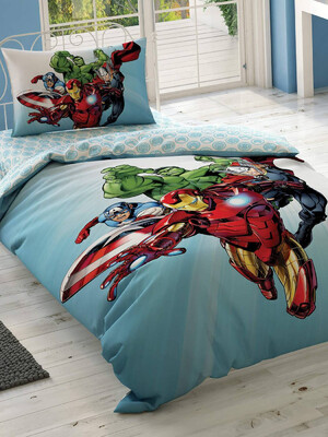 Купить Односпальный комплект постельного белья TAC Disney Avengers Heroes с простыней на резинке в Украина в Lingerie.ua - Одяг для дому та відпочинку, Фото 1