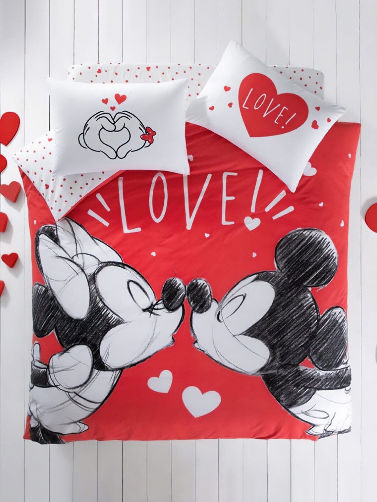 Комплект постельного белья Disney TAC Minnie&Mickey Lovely Ранфорс простынь  на резинке ➙ Купить в Киеве | Одессе в интернет магазине Lingerie.ua