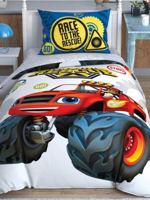 Купить Односпальный комплект постельного белья ТАС Disney Blaze Road Rescue с простыней на резинке в Украина в Lingerie.ua - Одяг для дому та відпочинку, Фото 1