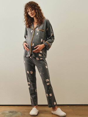 Купить Хлопковая пижама с рубашкой на пуговицах и брюками HAYS 27254 в Украина в Lingerie.ua - Одяг для дому та відпочинку, Фото 1