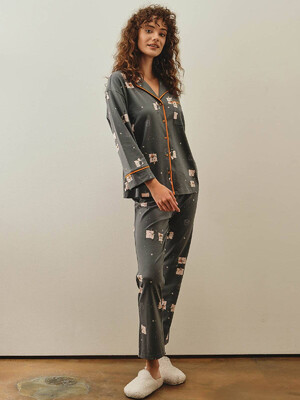 Купить Хлопковая пижама с рубашкой на пуговицах и брюками HAYS 27254 в Украина в Lingerie.ua - Одяг для дому та відпочинку, Фото 10