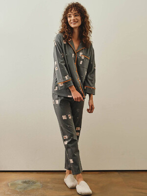 Купить Хлопковая пижама с рубашкой на пуговицах и брюками HAYS 27254 в Украина в Lingerie.ua - Одяг для дому та відпочинку, Фото 8