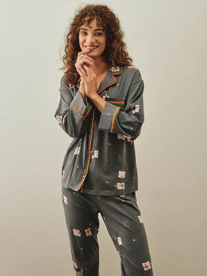 Купить Хлопковая пижама с рубашкой на пуговицах и брюками HAYS 27254 в Украина в Lingerie.ua - Одяг для дому та відпочинку, Фото 6