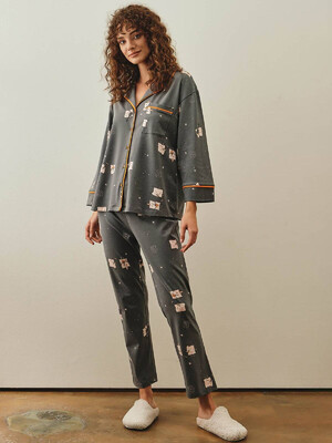 Купить Хлопковая пижама с рубашкой на пуговицах и брюками HAYS 27254 в Украина в Lingerie.ua - Одяг для дому та відпочинку, Фото 5