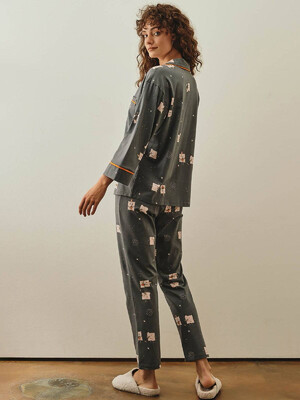 Купить Хлопковая пижама с рубашкой на пуговицах и брюками HAYS 27254 в Украина в Lingerie.ua - Одяг для дому та відпочинку, Фото 3