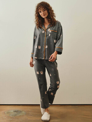 Купить Хлопковая пижама с рубашкой на пуговицах и брюками HAYS 27254 в Украина в Lingerie.ua - Одяг для дому та відпочинку, Фото 18