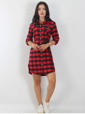 Купить Фланелевый халат в клетку на пуговицах JEN 03403 в Украина в Lingerie.ua - Одяг для дому та відпочинку, Фото 1