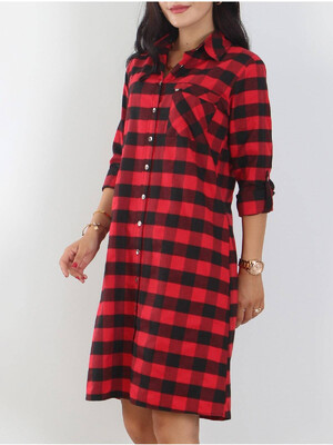 Купить Фланелевый халат в клетку на пуговицах JEN 03403 в Украина в Lingerie.ua - Одяг для дому та відпочинку, Фото 2