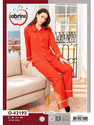 Купить Хлопковая пижама на пуговицах SABRINA O-42193 в Украина в Lingerie.ua - Одяг для дому та відпочинку, Фото 2