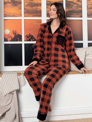 Флисовая классическая пижама в клетку LINDROS 21026