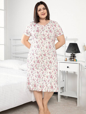 Хлопковая ночная сорочка с коротким рукавом SABRINA J-11398