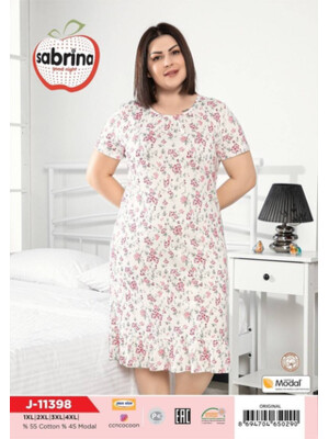 Купить Бавовняна нічна сорочка з коротким рукавом SABRINA J-11398 в Украина в Lingerie.ua - Одяг для дому та відпочинку, Фото 2