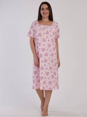 Хлопковая ночная сорочка с коротким рукавом VIENETTA 1613900647