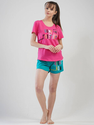 Хлопковый комплект из футболки и шорт VIENETTA 1115390000