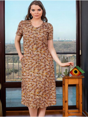 Купить Хлопковый летний халат на пуговицах COCOON J4-4097 в Украина