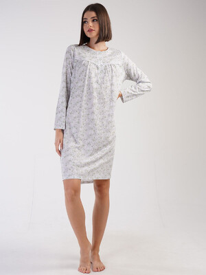 Бавовняна нічна сорочка з довгим рукавом VIENETTA 1613752094