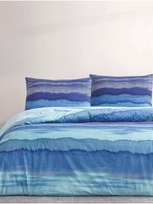 Купить Двуспальный комплект постельного белья из ранфорса с простыней на резинке TAC Wave в Украина