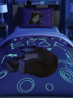 Купить Односпальный комплект постельного белья TАС Disney Masha And The Bear Galaxy с простыней на резинке в Украина в Lingerie.ua - Одяг для дому та відпочинку, Фото 1