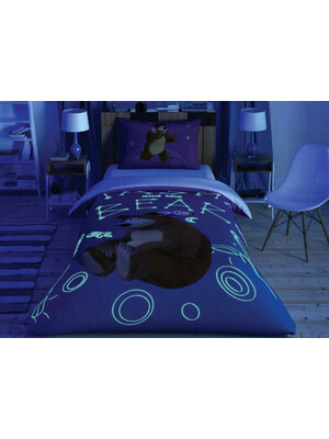 Купить Односпальный комплект постельного белья TАС Disney Masha And The Bear Galaxy с простыней на резинке в Украина в Lingerie.ua - Одяг для дому та відпочинку, Фото 2