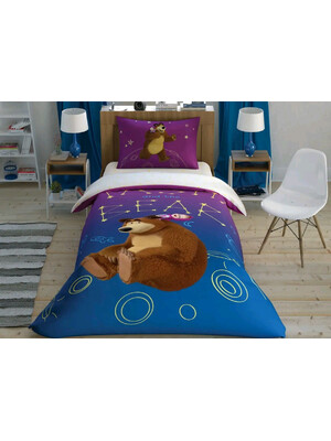 Купить Односпальный комплект постельного белья TАС Disney Masha And The Bear Galaxy с простыней на резинке в Украина в Lingerie.ua - Одяг для дому та відпочинку, Фото 3