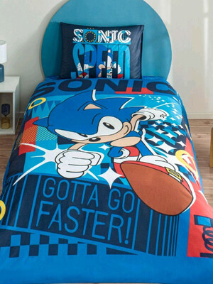 Купить Односпальный комплект постельного белья TAC Disney  Sonic Classic  с простыней на резинке в Украина в Lingerie.ua - Одяг для дому та відпочинку, Фото 1