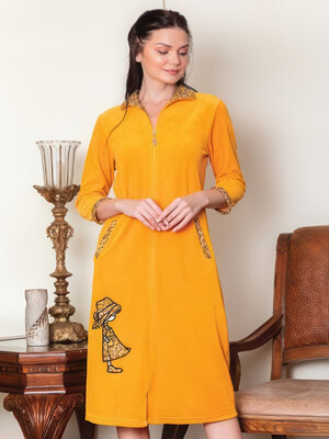 Халат велюровий жіночий на блискавці COCOON V12-1553