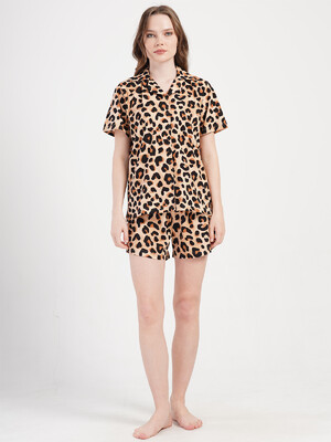 Хлопковая пижама с шортами с леопардовым принтом VIENETTA 4091034962