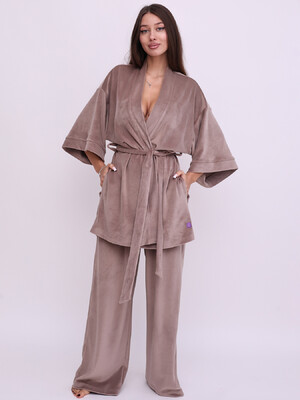 Купить Велюровий костюм із халата кімоно та штанів LINGERIE 170754 в Украина в Lingerie.ua - Одяг для дому та відпочинку, Фото 3