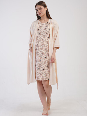 Купить Бавовняний комплект з халата та нічної сорочки для вагітних та годуючих мам VIENETTA 4101178182 в Украина