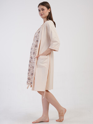 Купить Хлопковый комплект из халата и ночной сорочки для беременных и кормящих мам VIENETTA 4101178182 в Украина в Lingerie.ua - Одяг для дому та відпочинку, Фото 6