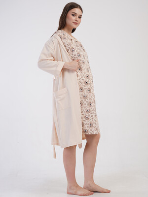 Купить Хлопковый комплект из халата и ночной сорочки для беременных и кормящих мам VIENETTA 4101178182 в Украина в Lingerie.ua - Одяг для дому та відпочинку, Фото 7