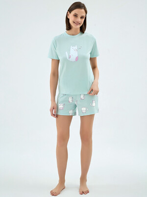 Трикотажный комплект женский из футболки и шорт SEVIM 17092