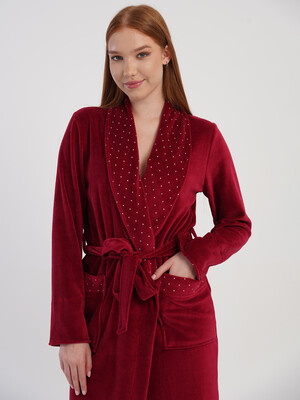 Купить Велюровий халат жіночий з довгим рукавом VIENETTA 5070210000 в Украина в Lingerie.ua - Одяг для дому та відпочинку, Фото 6