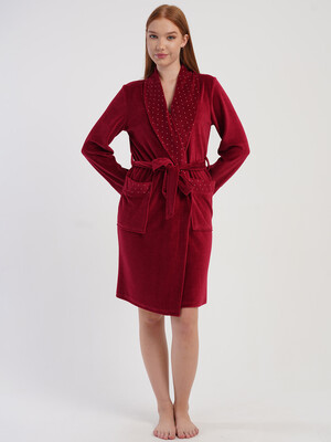 Купить Велюровий халат жіночий з довгим рукавом VIENETTA 5070210000 в Украина в Lingerie.ua - Одяг для дому та відпочинку, Фото 8