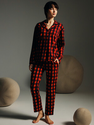 Купить Классическая пижама в клетку с рукавом HAYS 62126 в Украина в Lingerie.ua - Одяг для дому та відпочинку, Фото 2