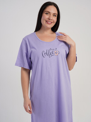 Купить Хлопковая туника большого размера с коротким рукавом VIENETTA 5100270000 в Украина в Lingerie.ua - Одяг для дому та відпочинку, Фото 3