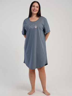 Купить Хлопковая туника большого размера с коротким рукавом VIENETTA 5100270000 в Украина в Lingerie.ua - Одяг для дому та відпочинку, Фото 4