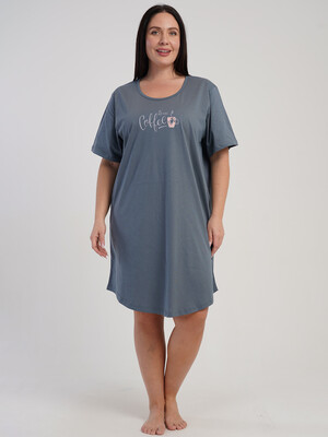 Купить Хлопковая туника большого размера с коротким рукавом VIENETTA 5100270000 в Украина в Lingerie.ua - Одяг для дому та відпочинку, Фото 6